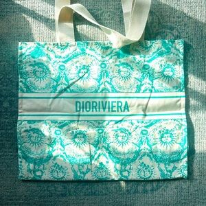 Dior Novelty - Canvas Dioriviera Toile de Jouy Soleil Tote Aquamarina
